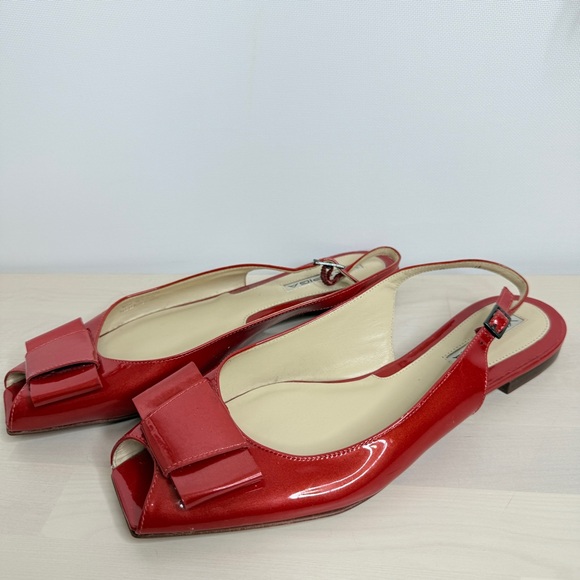 New via spiga retro red bow leather flats size 39.5 - Picture 1 of 6